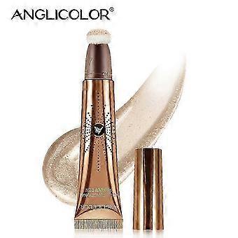 Bastão de contorno com aplicador de almofada, varinha de contorno de bronzeador de creme de longa duração, contorno de bronzeador líquido suave leve, bastão de iluminador de longa duração