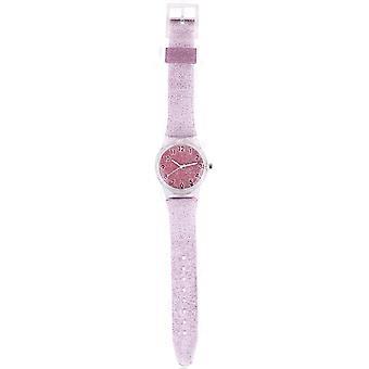 Children Watch Pink Transparent Wristwatch for Kids Glitter Silicone Band