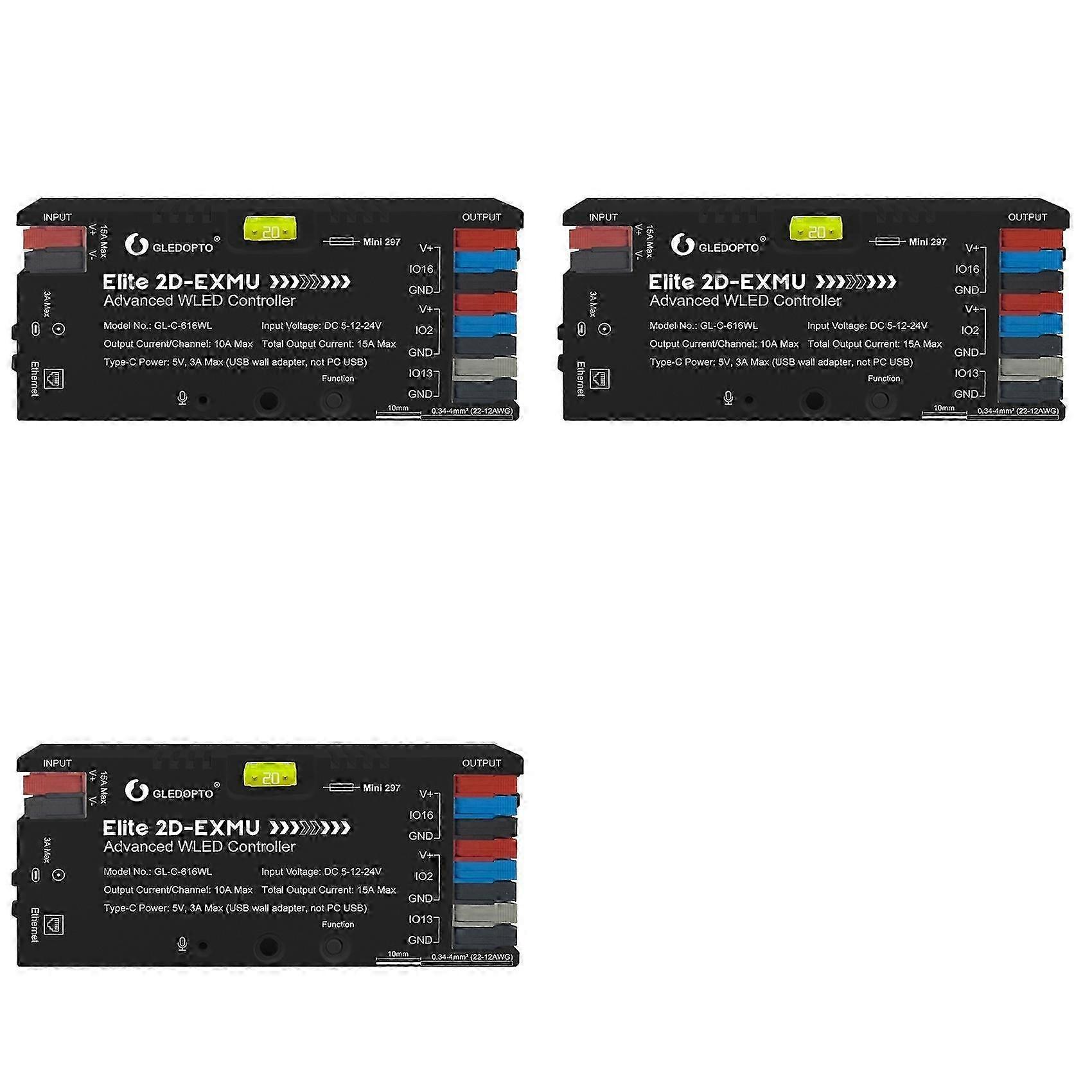 3X GLEDOPTO Addressable Digital Light Strip Controller with Ethernet Interface ESP32 WLED Controller compatible with WS2811/SK6812