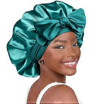 SQCLV Double Layer Satin Silk Sleep Bonnet with Tie Band for Women Curly Natural Hair