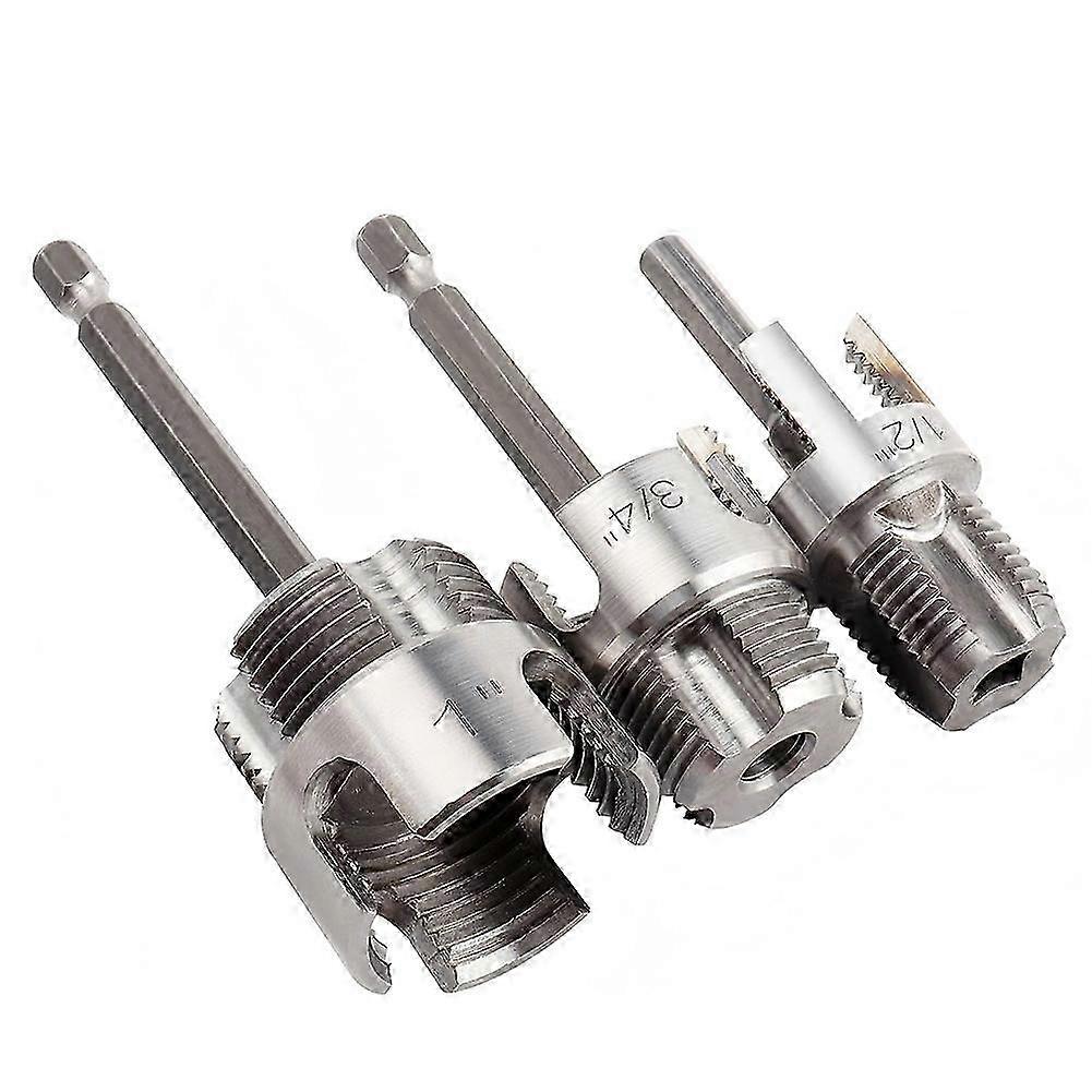 3 Pcs Integrated Internal & External Pipe Threading Tool Dual-Function Pipe Thread Cutting Tool compatible with 1/2" & 3/4"& 1" PVC