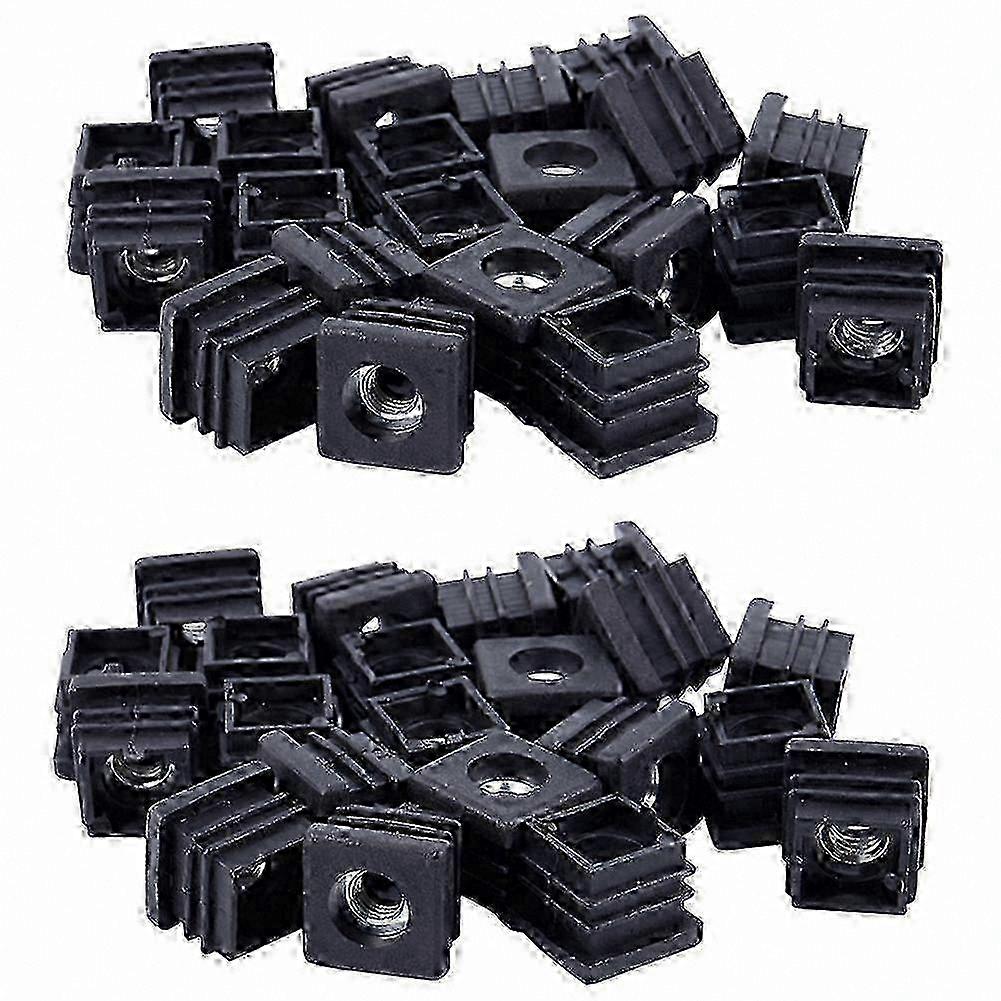 Black M8 Threaded Inserts for 20x20mm Square Tubing, 40 Pack End Caps
