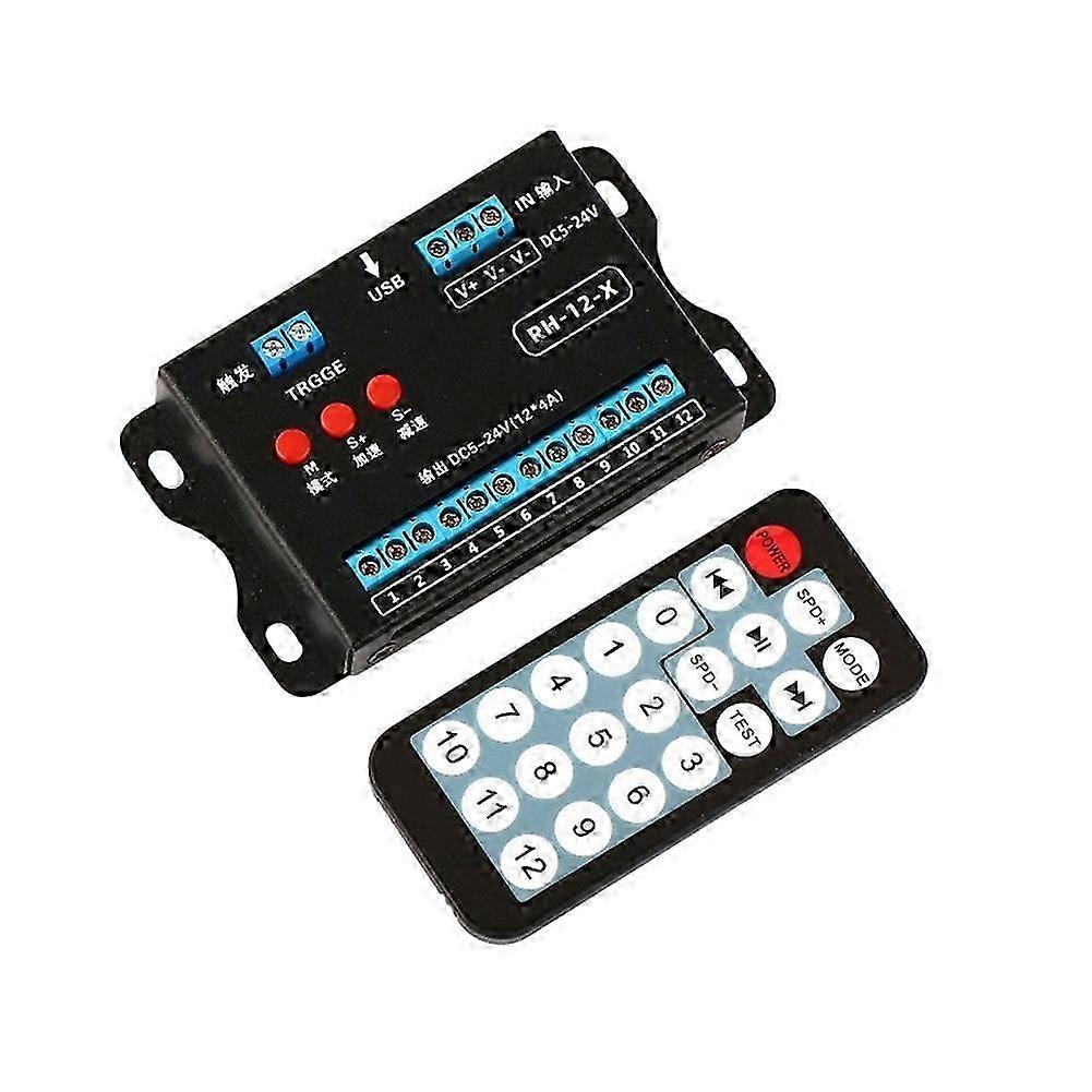 DC5-24V 12-Channel LED Controller Programmable Single Color RGB Controller with RF Remote Control