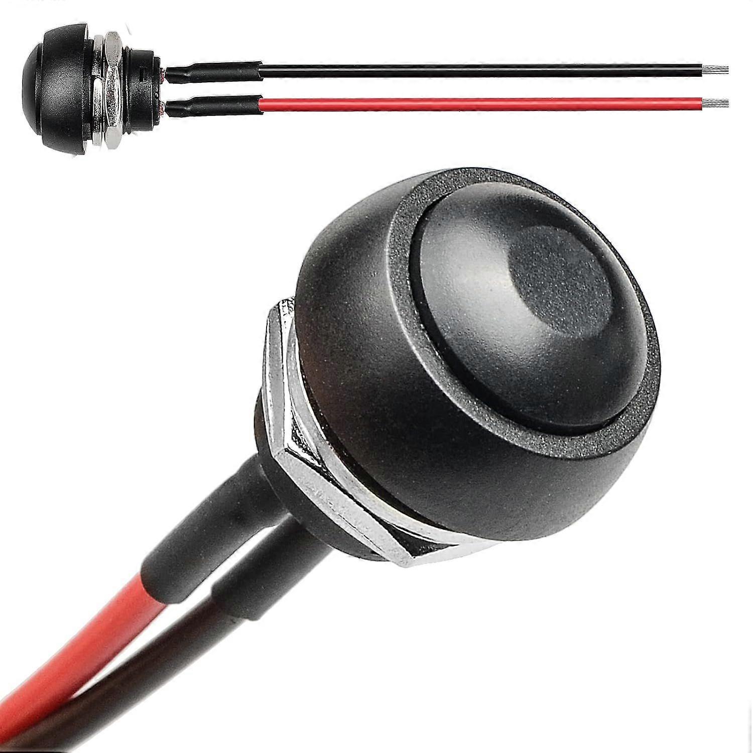 1/2" Pre-Wired Waterproof Momentary Push Button Switch - 2 Pack