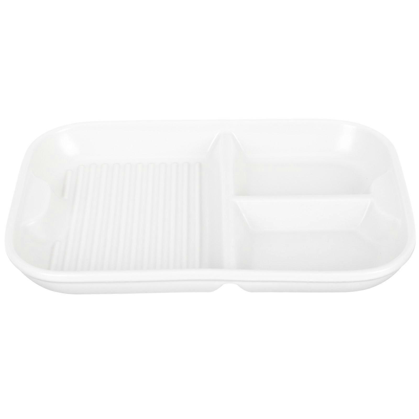Ceramic Compartment Plate for Appetizer Serving White Material
