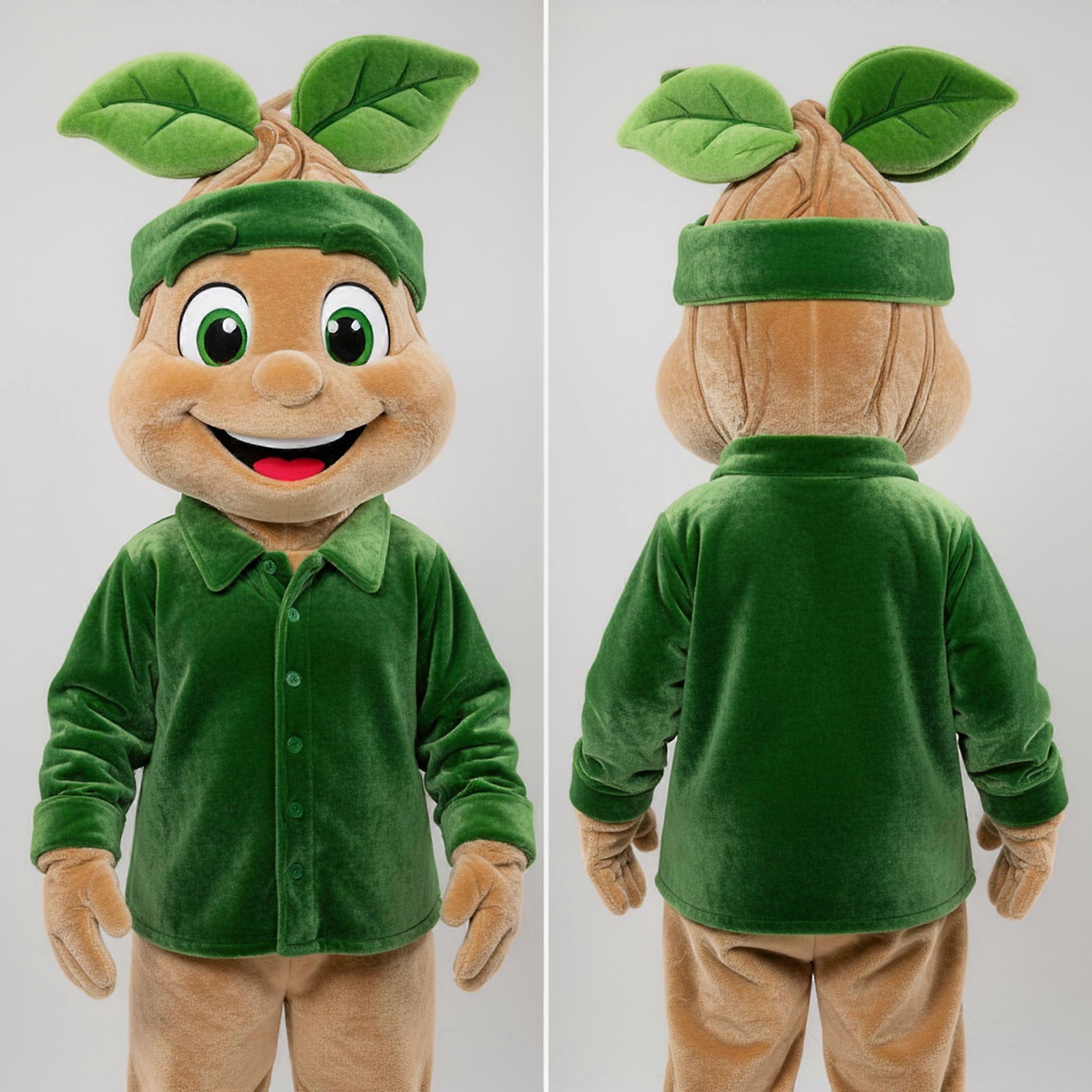 MASTICOT Tan Leafy Beanstalk Mascot