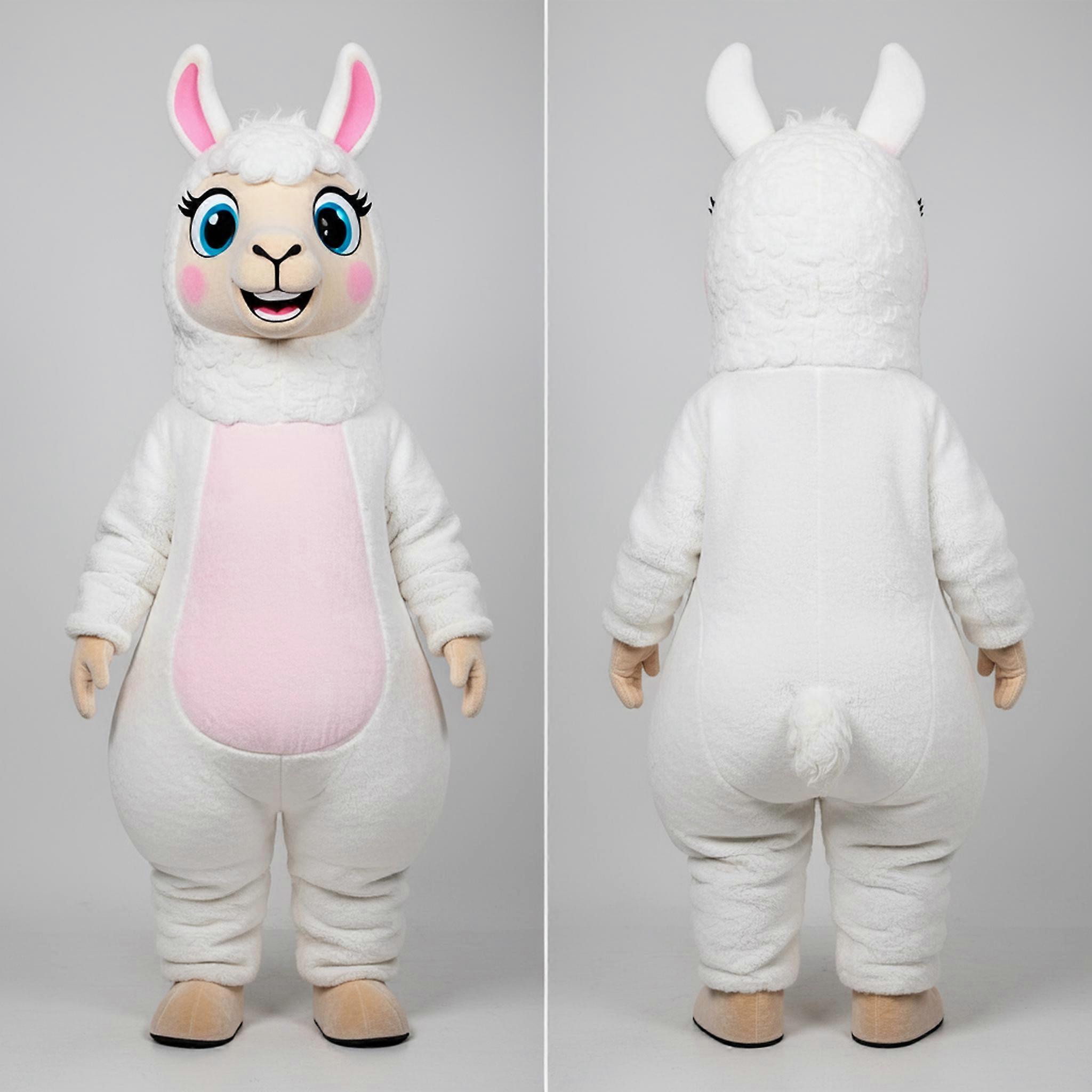 MASTICOT Fluffy White Llama Mascot