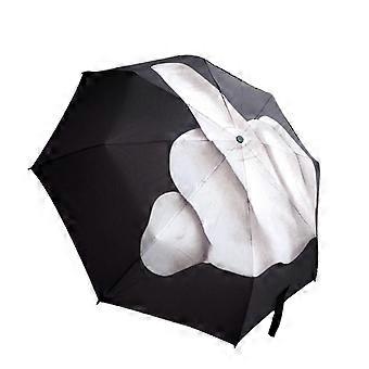 Ombrello pieghevole con design a dito medio, ombrello nero alla moda