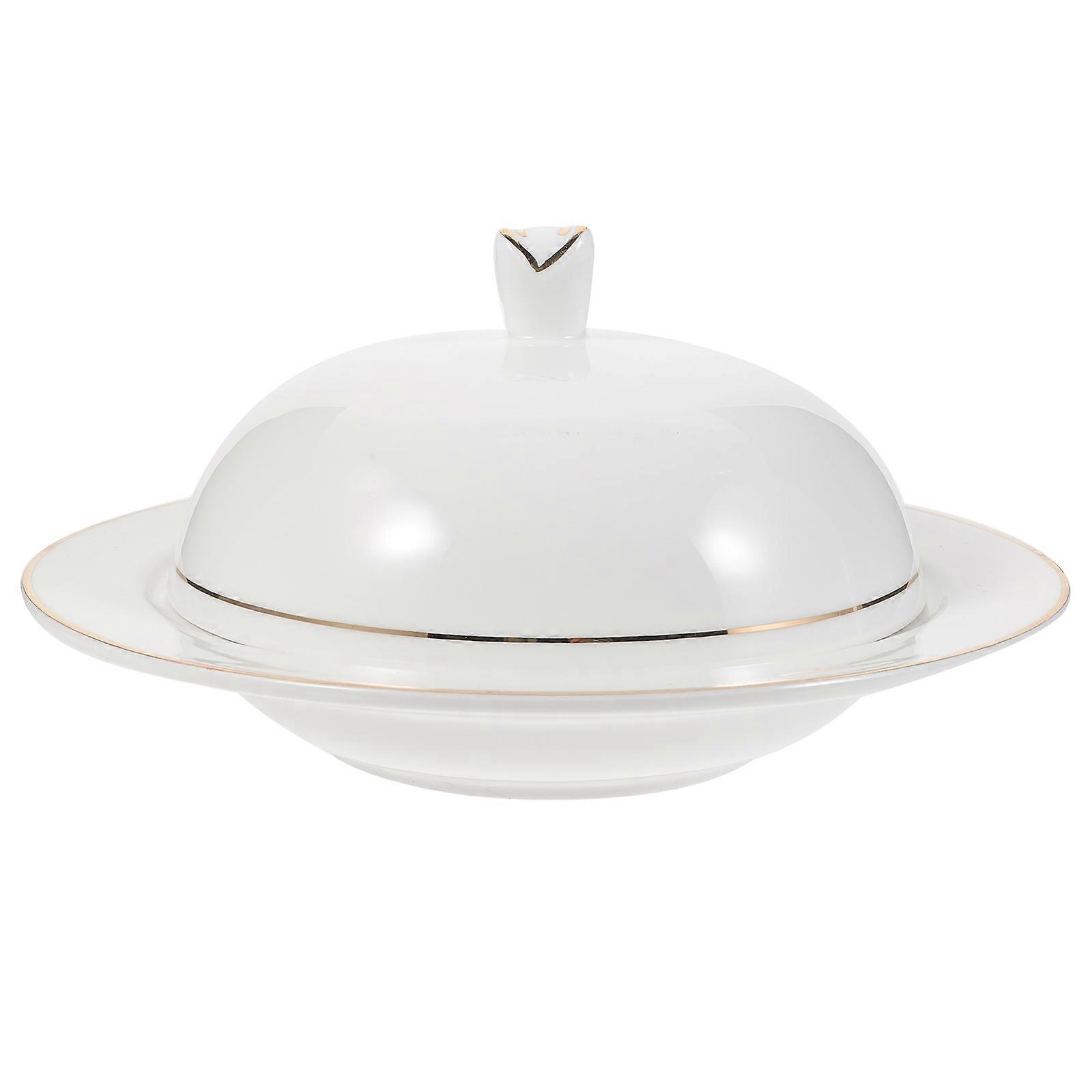 Ceramic Serving Platter for Home Use White Covered Ceramic Plate