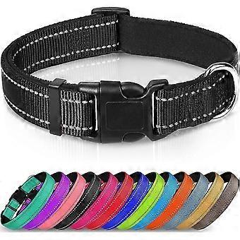 WJSM Reflekterende Neopren Polstret Nylon Hundehalsbånd Blågrønn M