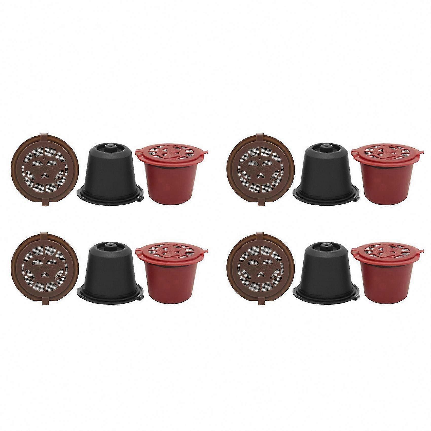 12 Pcs Refillable Reusable Empty Espresso Capsules Compatible with Nespresso Coffee Machine