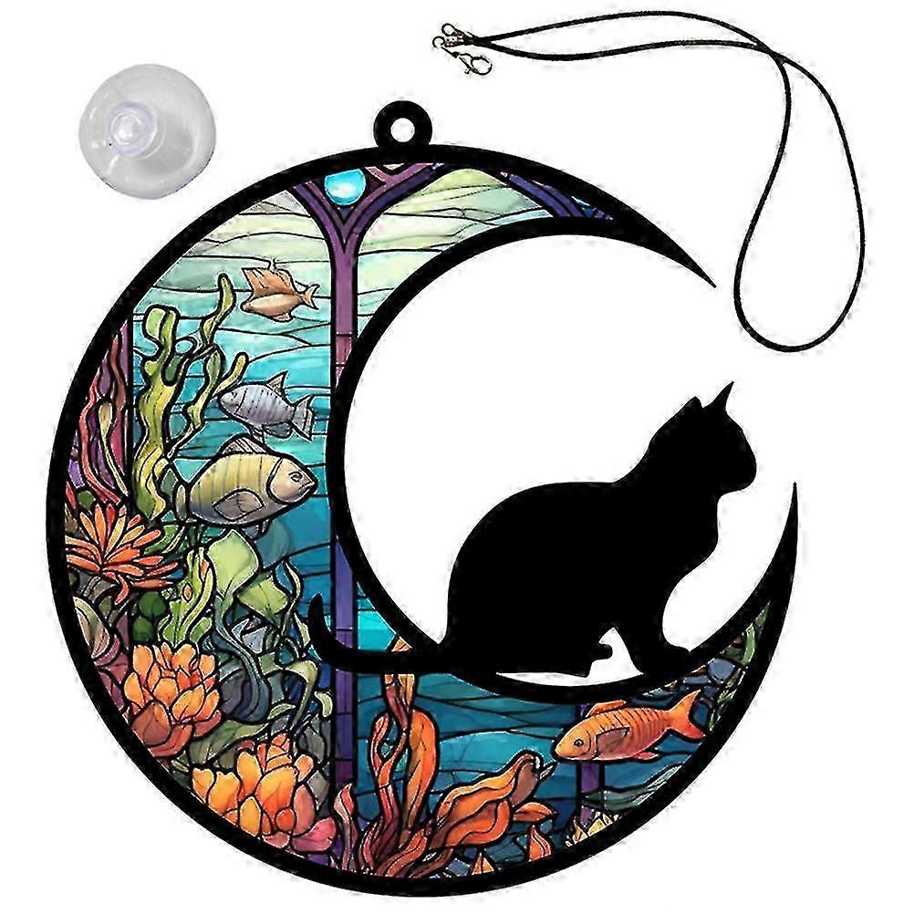 Moon Cat Acrylic Window Hanging Decor