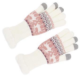 Luvas de Natal Femininas com Dedos Separados, Conjunto de 2 Pares, Luvas Quentes de Inverno em Tricô