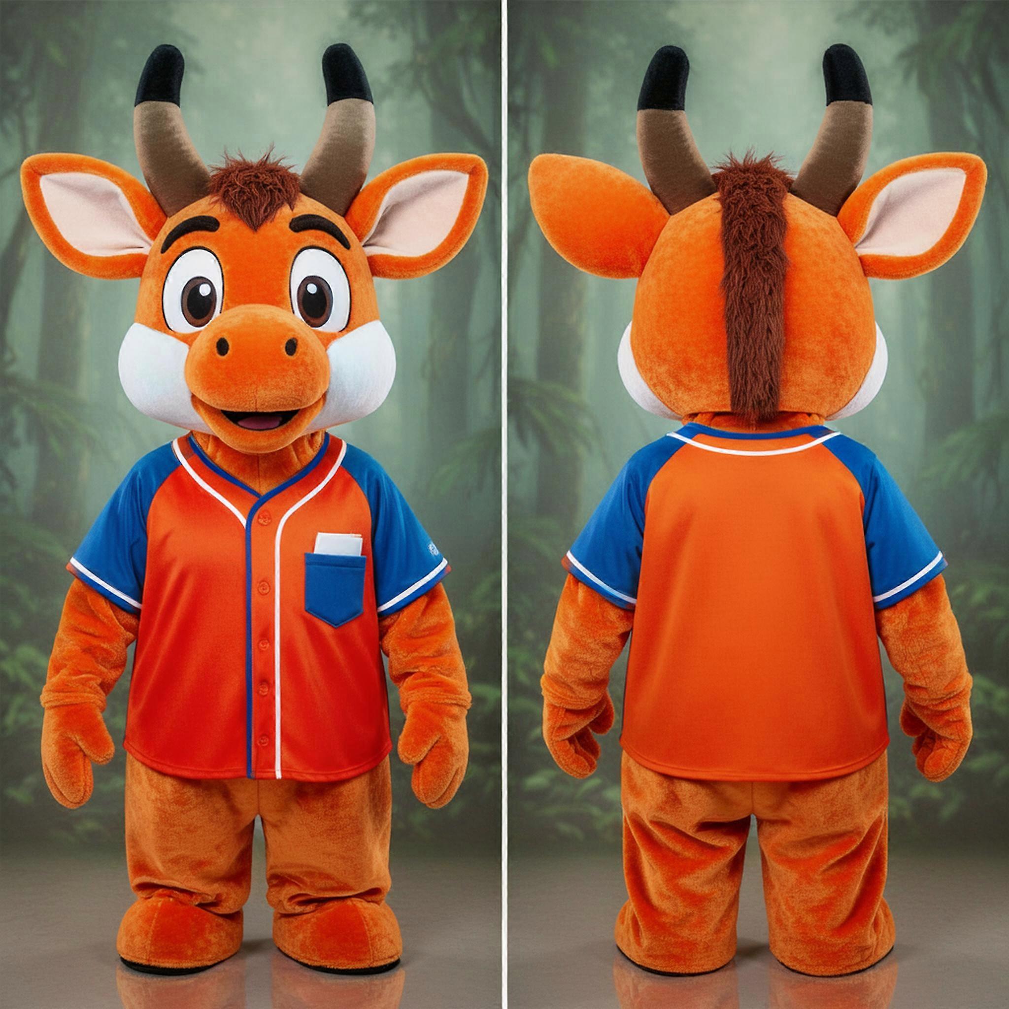 MASTICOT Velvety Orange Striped Okapi Mascot