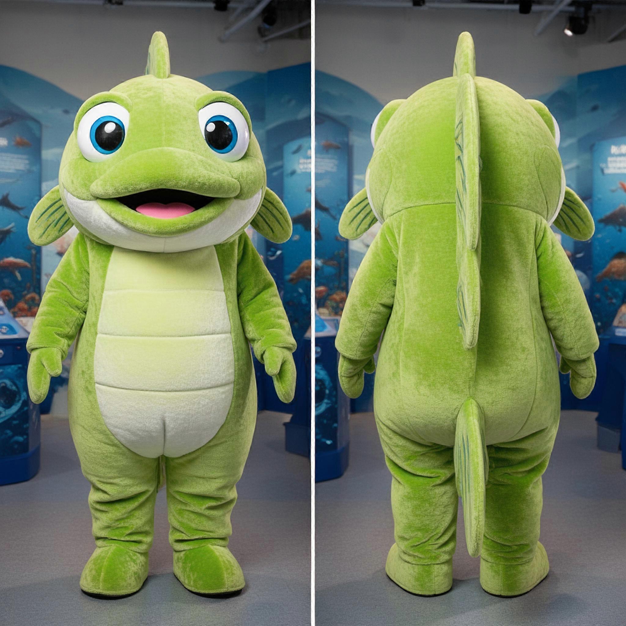 MASTICOT Lime Green Playful Cod Mascot