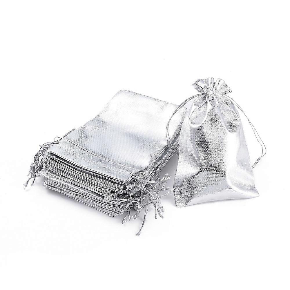 100pcs Organza Bags Rectangle Silver 16x11cm