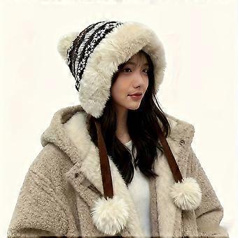 Women's Winter Plush Fleece Ushanka Hat, Color-Block Ear-Warming Trapper Design for Casual Outdoor Travel Adventure