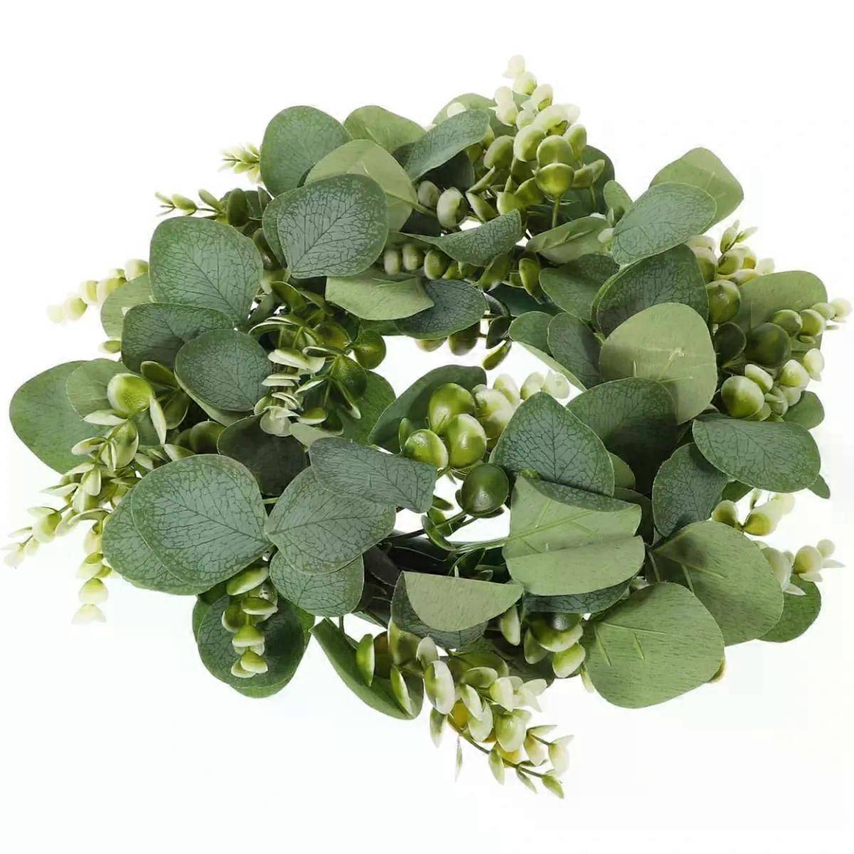 Eucalyptus Leaf Front Door Wreath Plastic Green