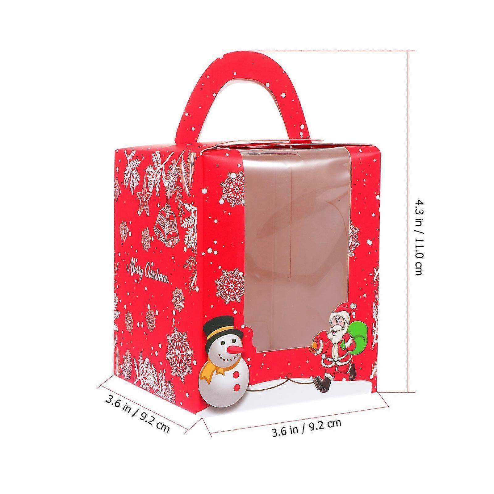 Red Paper Cake Storage Containers compatible with Storage Use Christmas Pattern 10Pcs