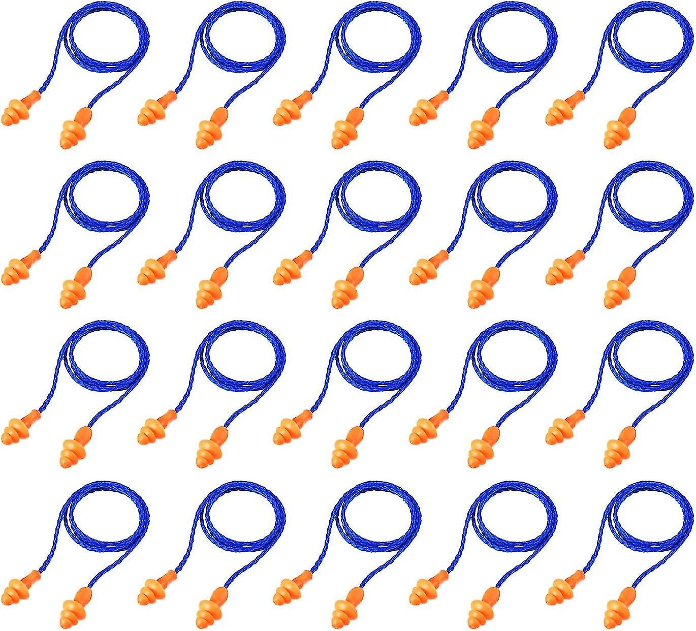 Corded Ear Plugs Reusable Silicone Earplugs With String Banded Ear Plug Sleep Noise Cancelling For Hearing Protection(20pcs, Blue)