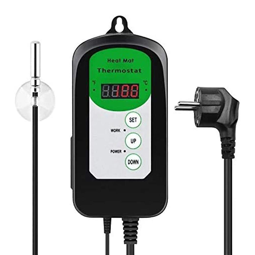 Digital Heat Mat Thermostat Controller For Seed Germination, Reptiles And Brewing 68-108f, Reptile Heating Pad Digital Display Adjustment Sensor