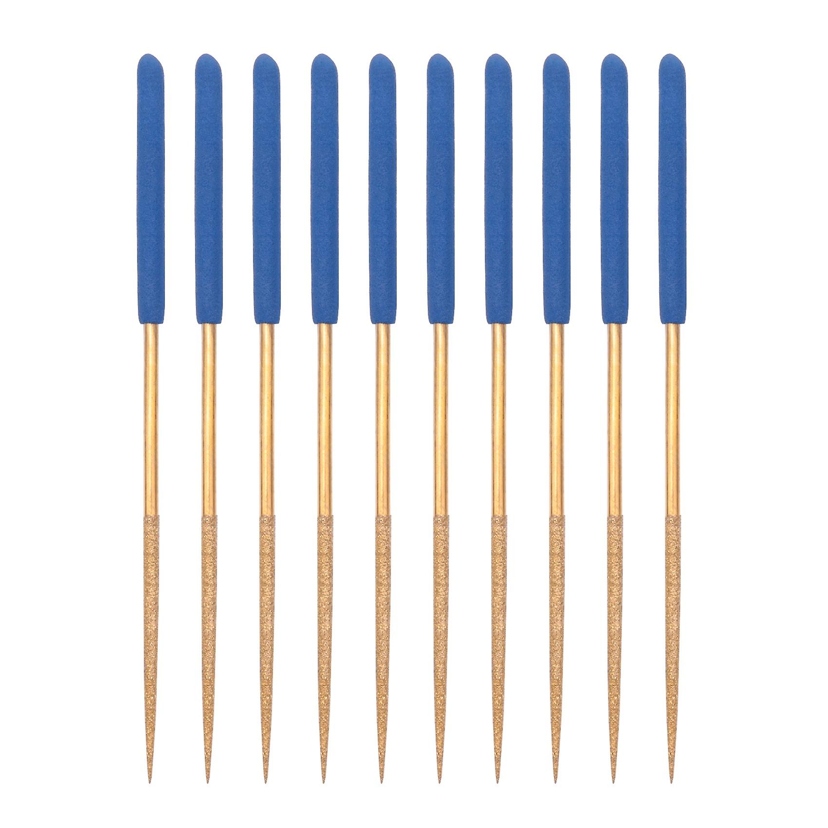Diamond Needle File Set 3mm x 140mm, Round Files Titanium Coated for Metal Wood Stone Glass, 10Pcs