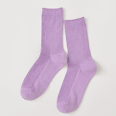 Japonés Coreano Chicas de Secundaria Calcetines Calcetines Sueltos Colores Sólidos Agujas Dobles Calcetines Largos de Algodón para Mujeres