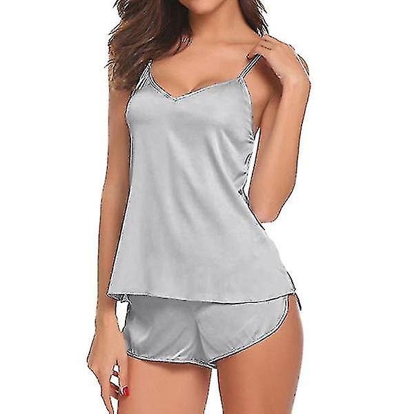 kvinners is silke pyjamas sett vest + shorts pyjamas