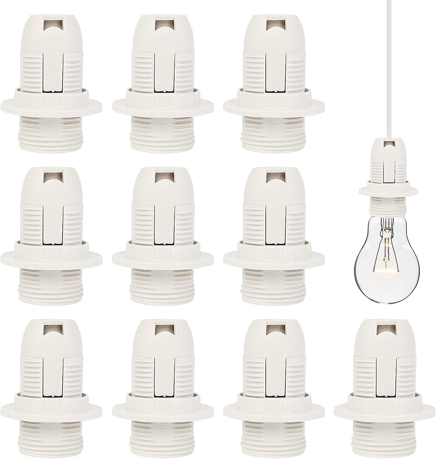 10pcs E14 Plastic Light Bulb Lamp Socket 250 2A Vintage Threaded E14 Energy Saving Lamp Socket Holder White