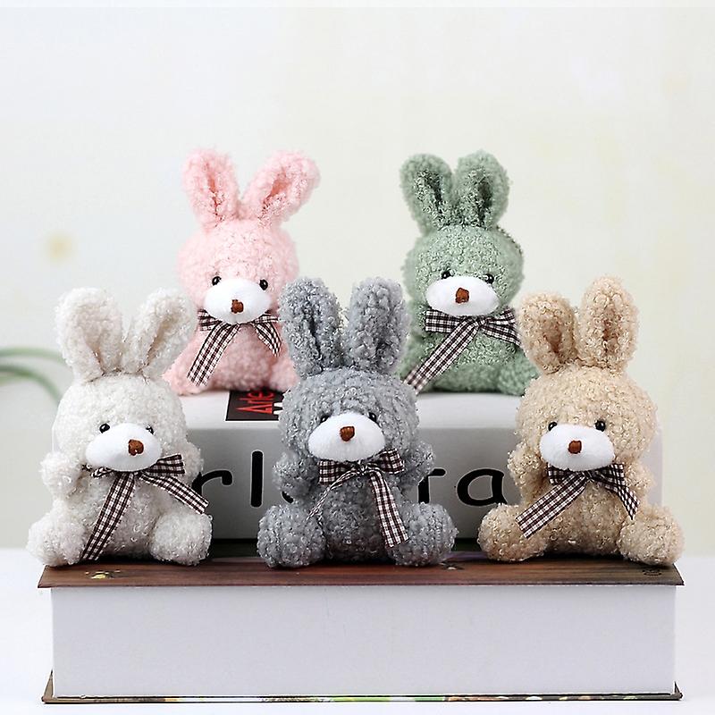 Random 1 Pcs 11cm Cute Rabbit Bow Plush Stuffed Doll Tie Bunny Soft Pillow Plush Toy Kid Gift