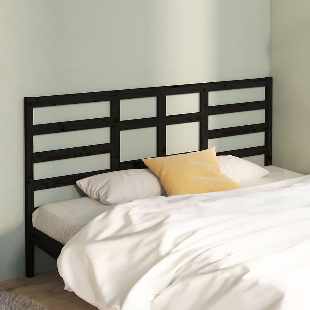 Headboard Black 206x4x104 cm Solid Pine Wood