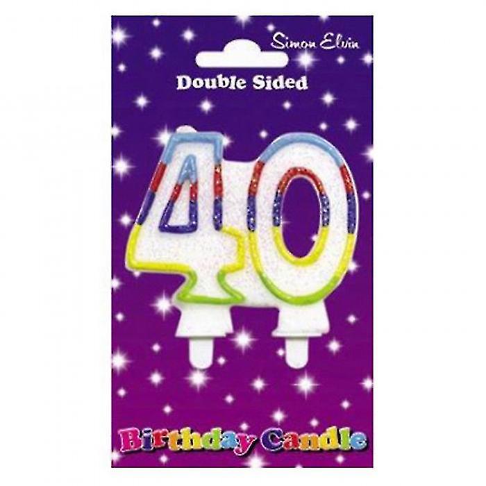 Simon Elvin Double Sided 40th Birthday Candle (Pack Of 6)