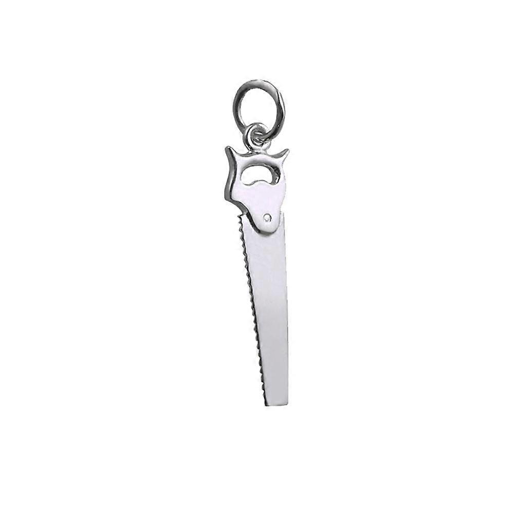 Silver 25x7mm solid Hand Saw Pendant or Charm