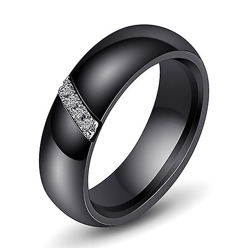 Titanium Steel with Zircon Rings, Ring Size:6