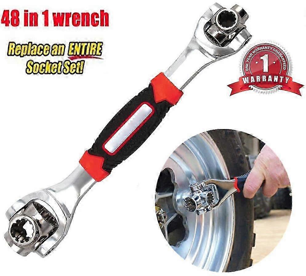 48-in-1 Multifunctional Tiger Multi-socket Wrench, Multi-angle Dog Bone Wrench With 6 Corners 360-degree Rotating Head Rubber Handle