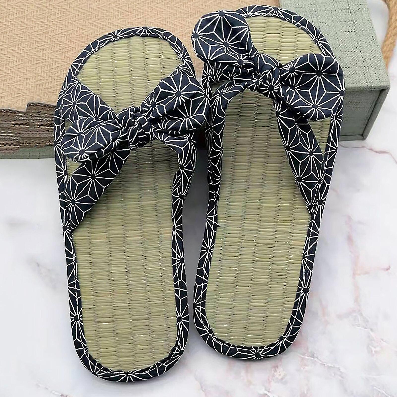 Hot Naisten litteät tossut Mukavat liukumattomat sandaalit Hiljainen bambu rottinki Flip Flop Beach merenrantatossut