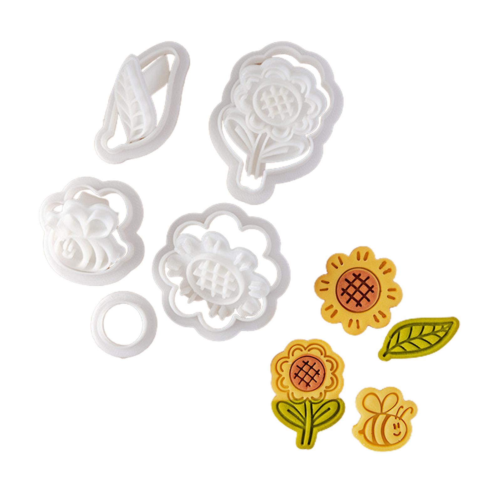 Cookie Stamp Sunflower Bee Leaf Shaped Biscuit Cutters Kitchen Accessories