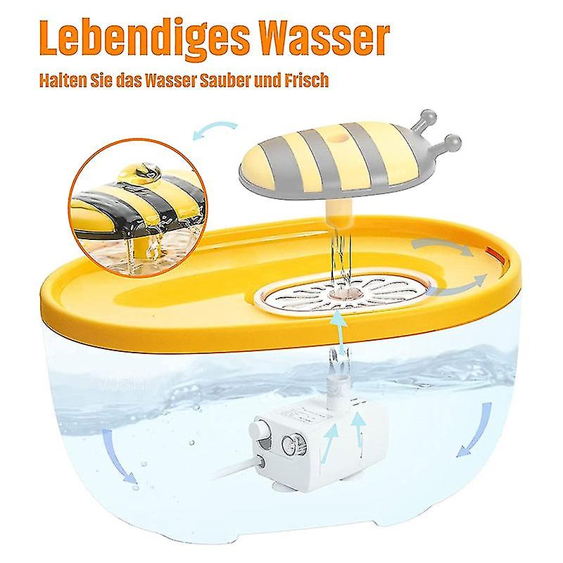 Cat Drinking Fountain, 68 Oz/2 L Pet Water Bowl Fountain, Ultra Quiet Automatic Drinking Dispenser With Led Indicator