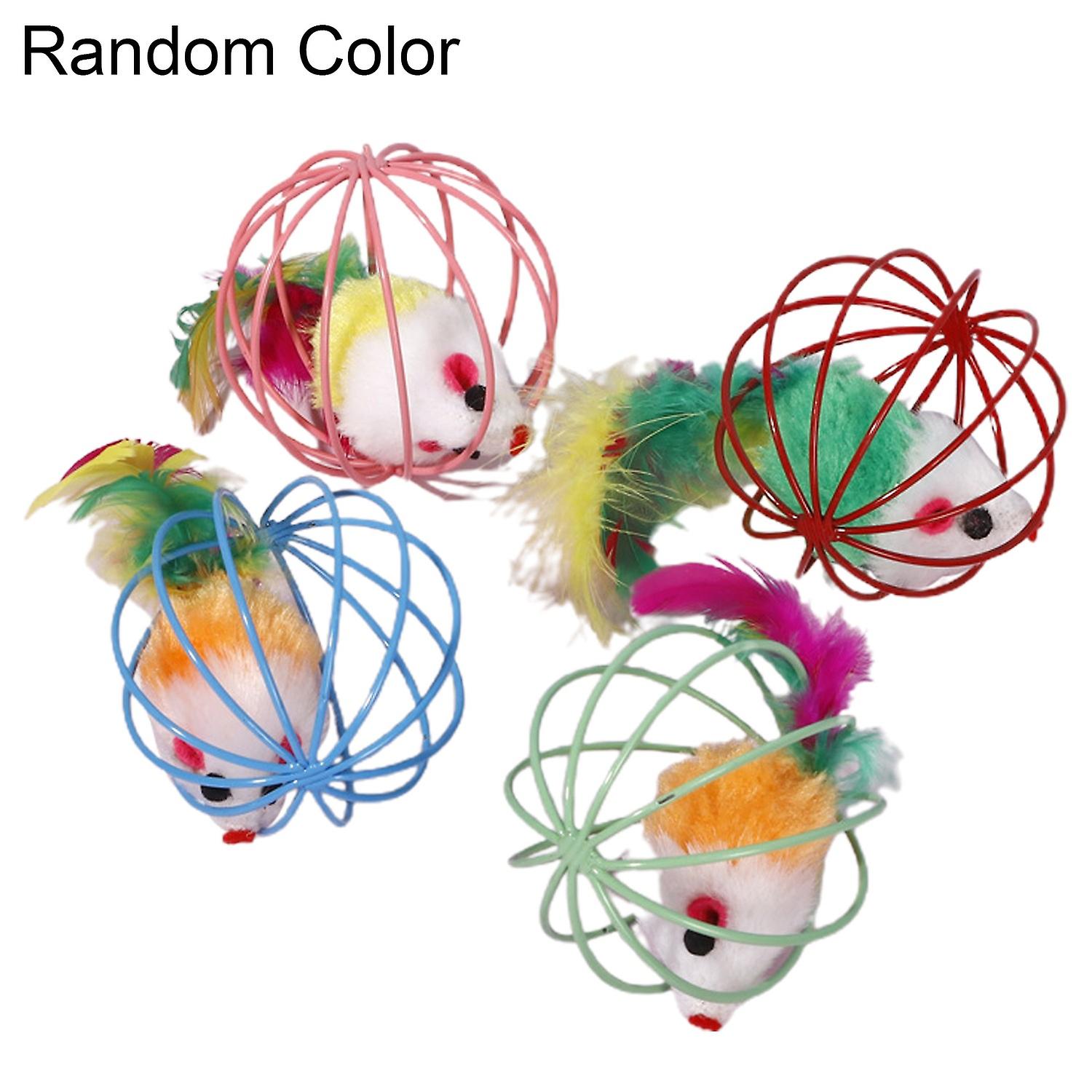 3 x Funny Plush Mouse Cage Ball Pet Cat Kitten Interactive Playing Catching Toy