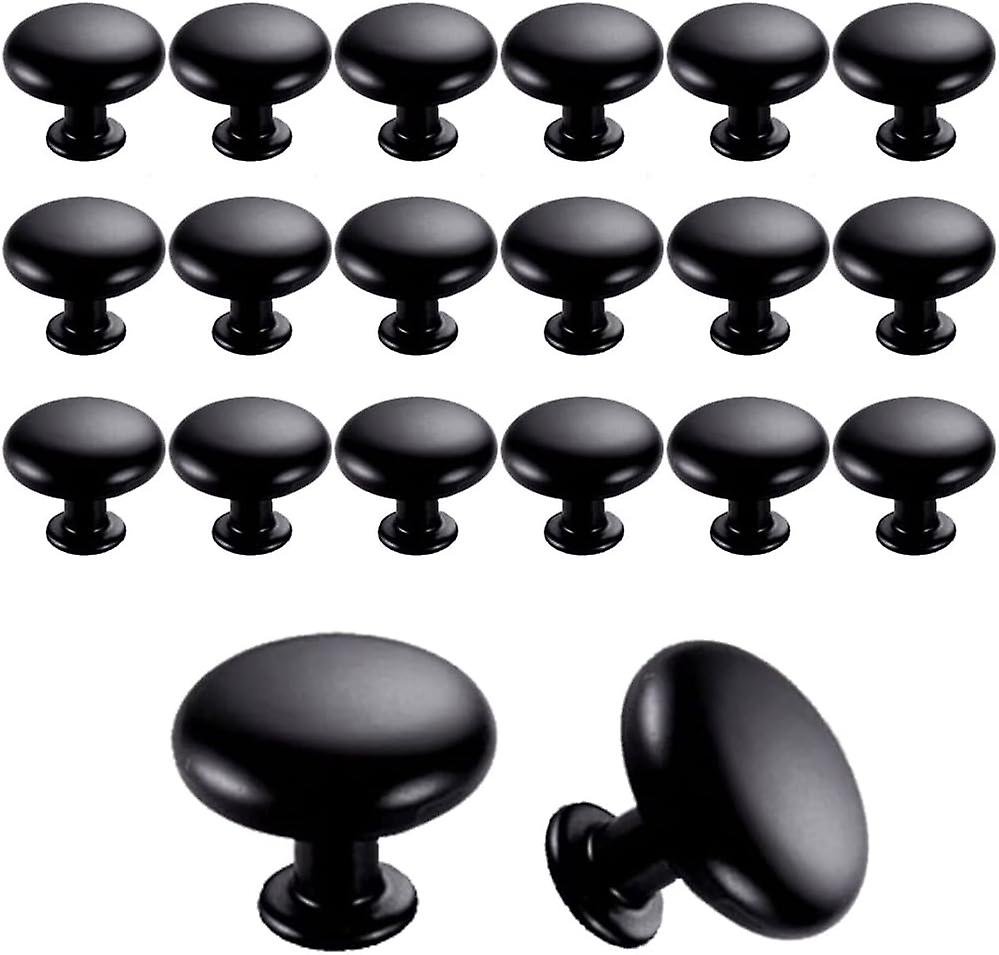 20PCS Door Knobs Drawer Knobs 30mm Vintage Handles Cabinet Cupboard Knobs for Kitchen Cupboards (Black)
