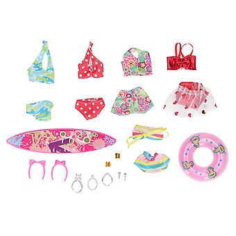 1:12 Skala Puppe Bademode Kit Schwimmring Surf Skateboard Zubehör Puppe Badekleidung Kit