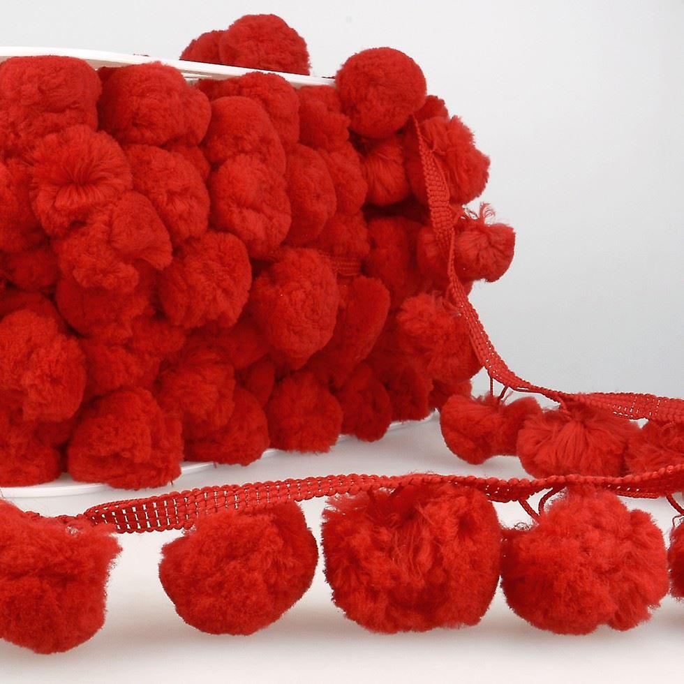 50mm Stephanoise Pom Pom Trim Red - per metre