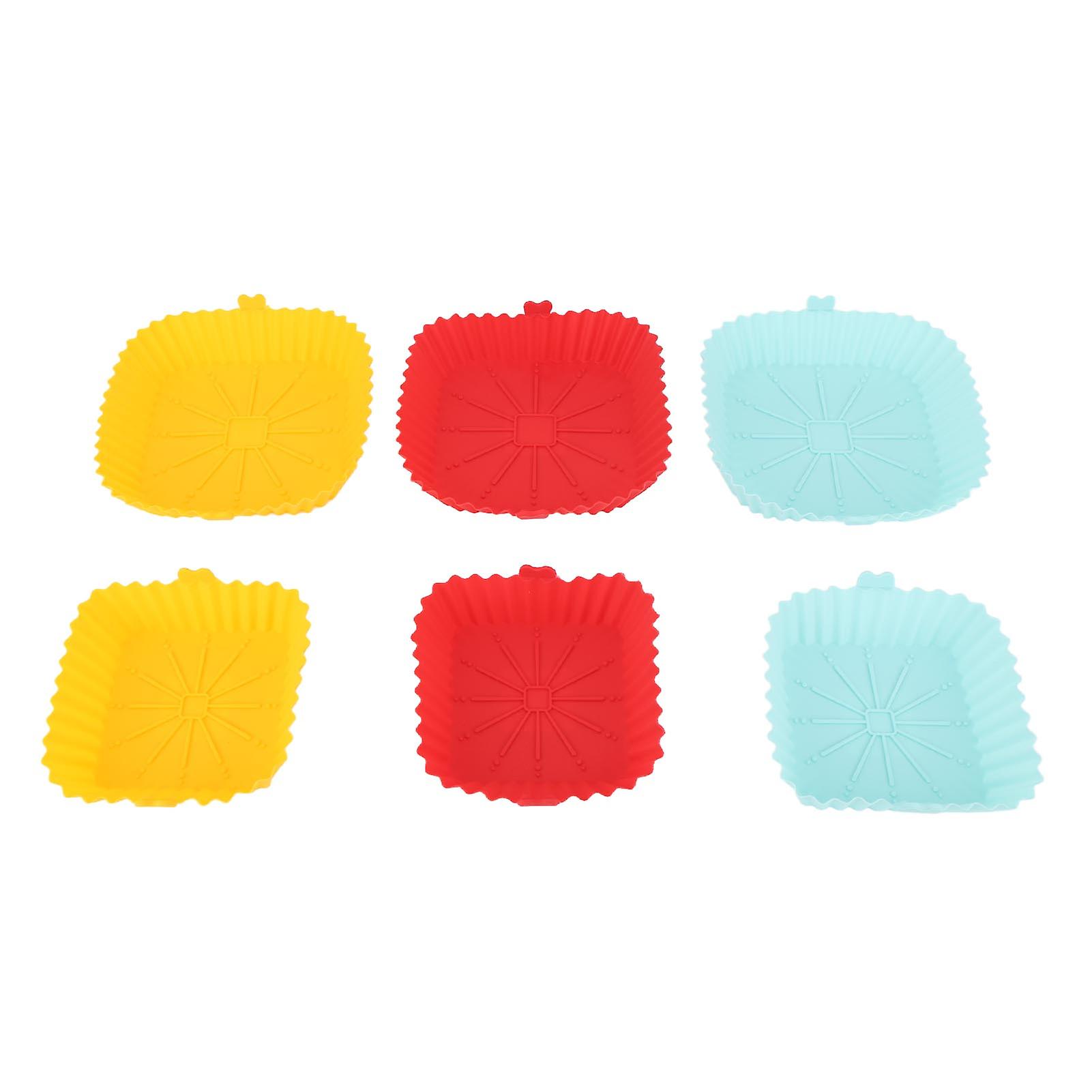 6-Pack Reusable Square Silicone Baking Liners for Non-Stick Fryer Cooking