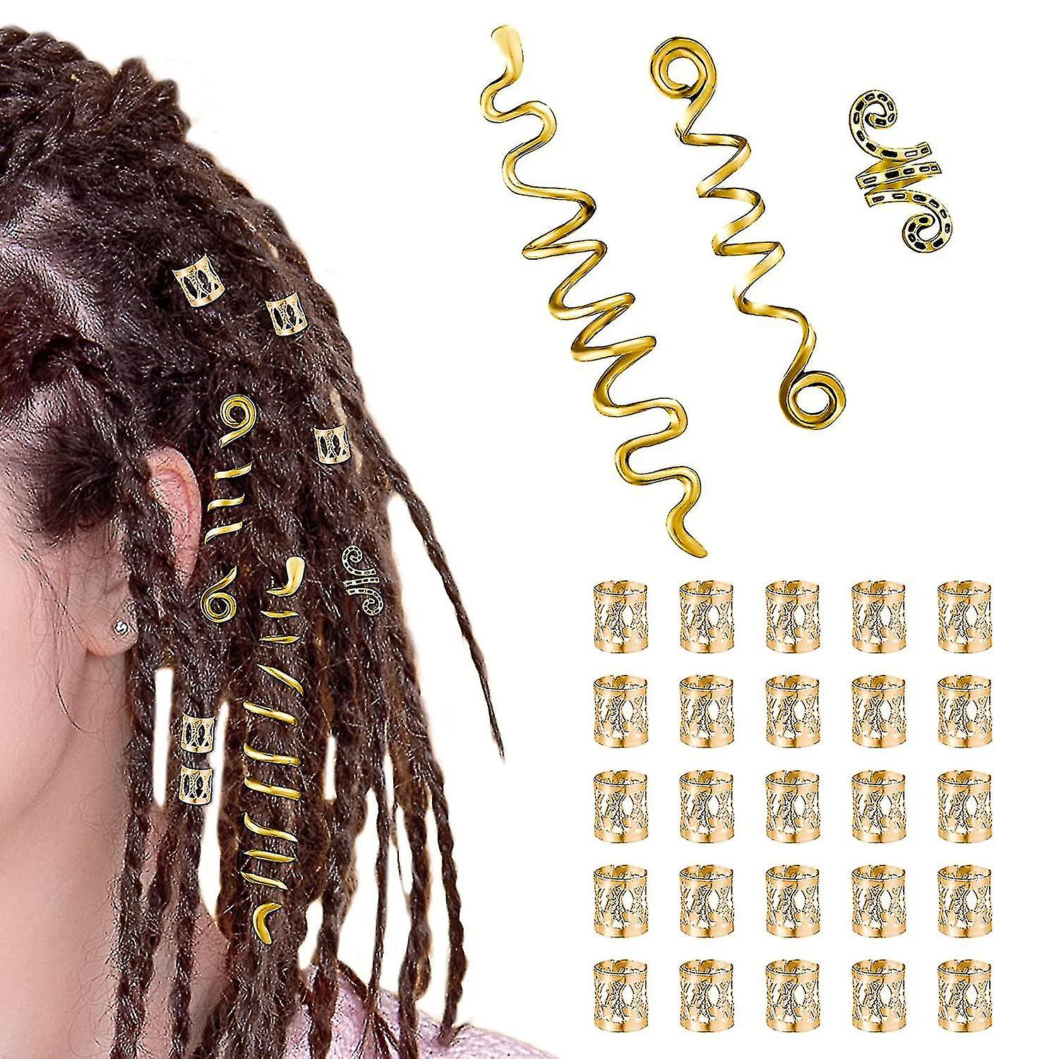 28 Pcs Hair Accessories Loc Hair Jewelry For Women Braids, Spiral