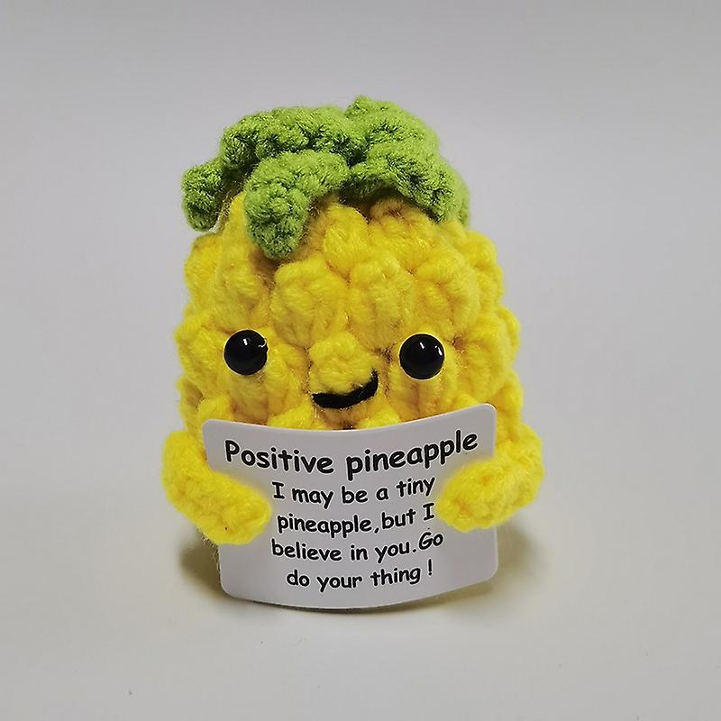 Αστεία κούκλα πλεξίματος με θετική πατάτα και χαριτωμένο μαλλί με πλεκτή κούκλα θετικής κάρτας