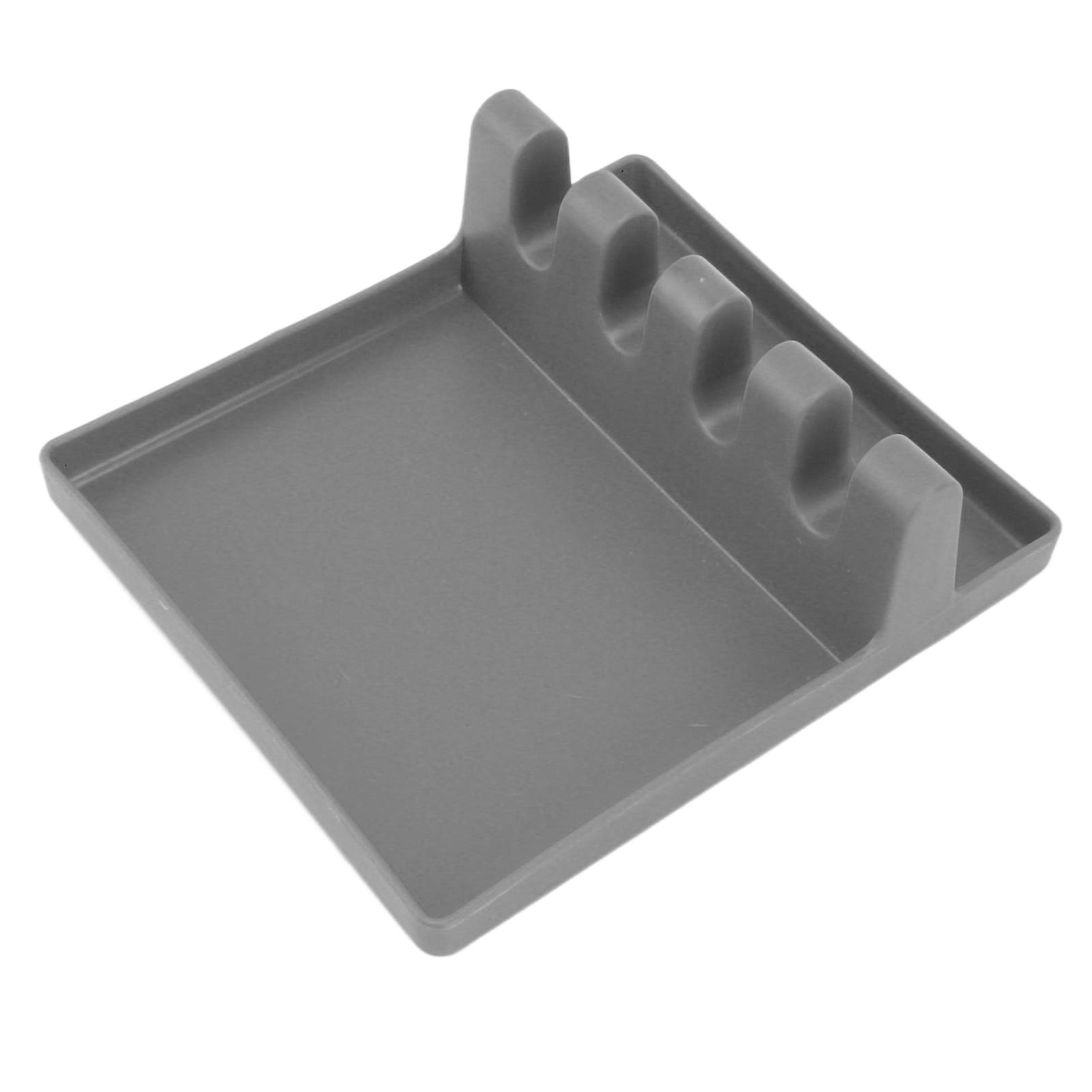 Multifunctional Grey Plastic Spoon Rest Holder for Kitchen Countertop