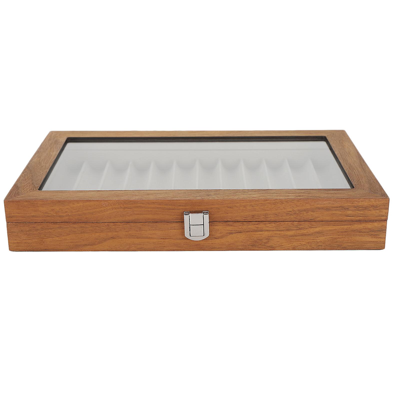 Walnut Wood Fountain Pen Display Case, Storage Gift Box for 12 Pens