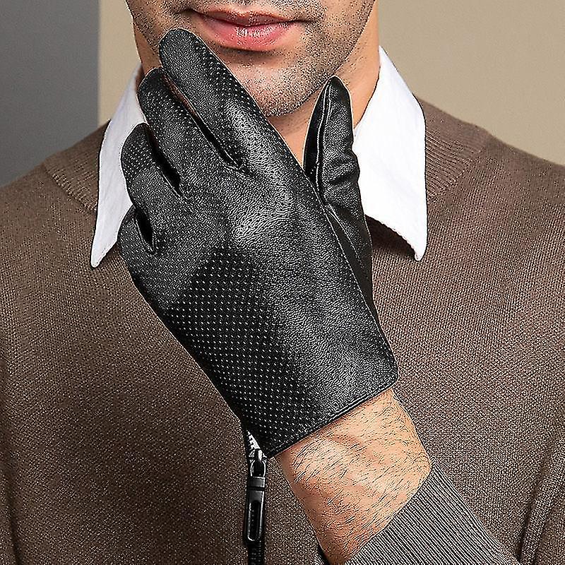 Schaffell-Lederhandschuhe Herren Fahrhandschuhe Dünner atmungsaktiver Touchscreen Männliche Fäustlinge