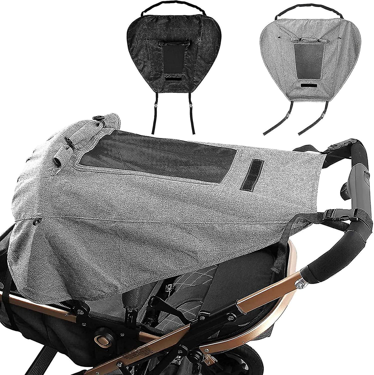 Adjustable Stroller Awning Universal Baby Stroller Sun Sail with Observation Windows, Grey
