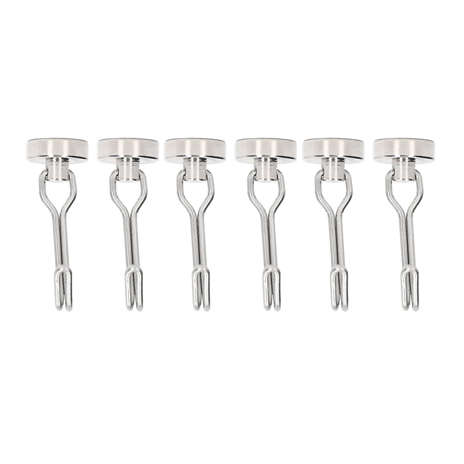 6Pcs Swing Magnetic Hooks Small Light Stable Hooks Rack for Organization Installation 0 to 5KG Nickel 